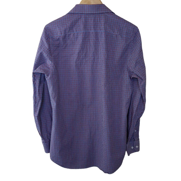 John Lennon Blue and Red Checkered Button Down Long Sleeve Shirt - Picture 4 of 10